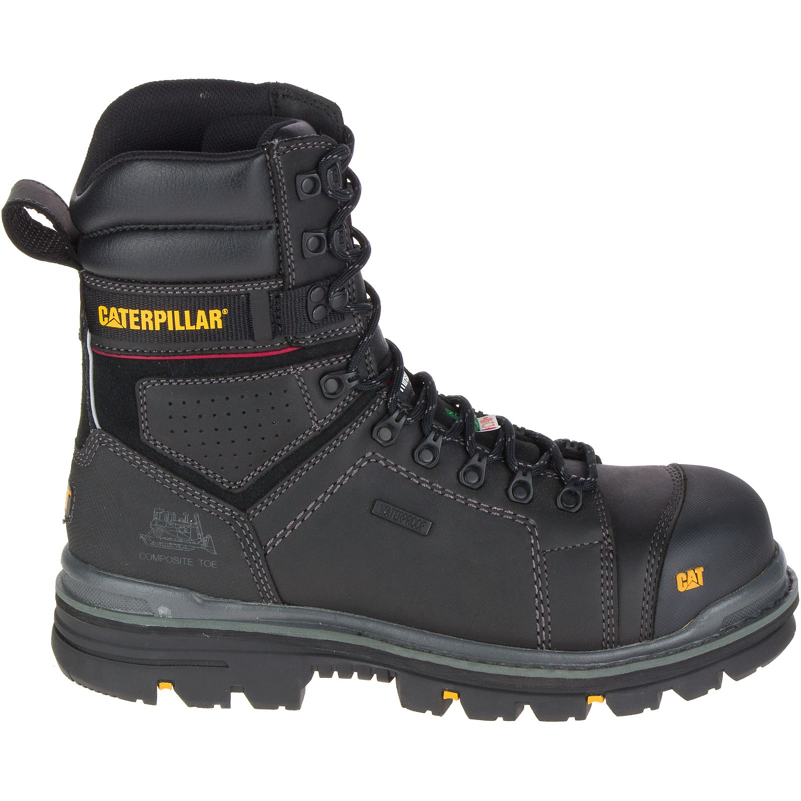 Black Caterpillar Hauler 8" Waterproof Composite Toe Csa Men's Work Boots | Cat-670832