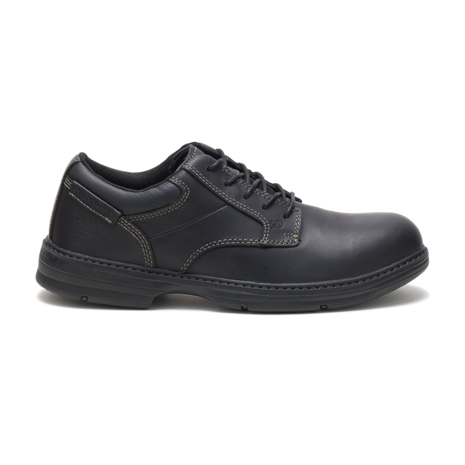 Black Caterpillar Oversee Steel Toe Men's Work Shoes | Cat-569738