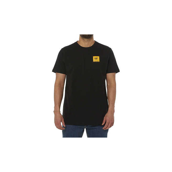 Black Caterpillar Work Restricted Men's T-Shirts | Cat-527960
