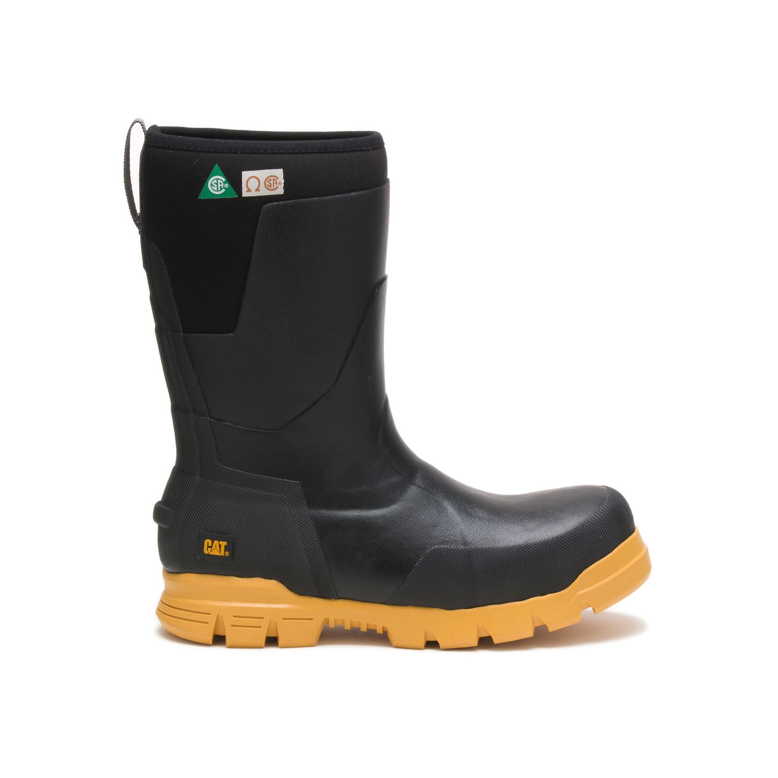 Black/Yellow Caterpillar Stormers 11" Steel Toe Csa Women's Rubber Boots | Cat-642508