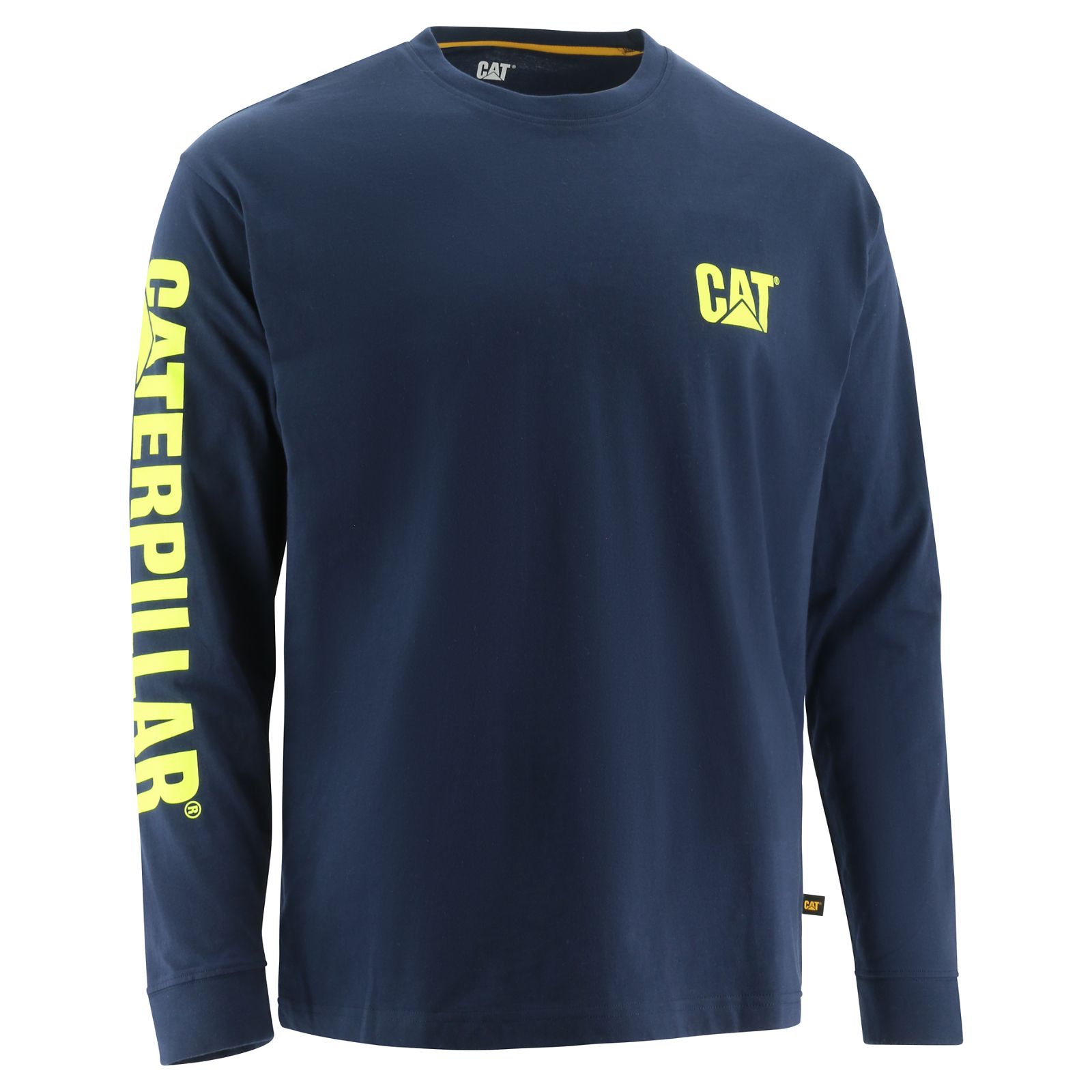 Blue Caterpillar Trademark Banner Long Sleeve Men's T-Shirts | Cat-436720