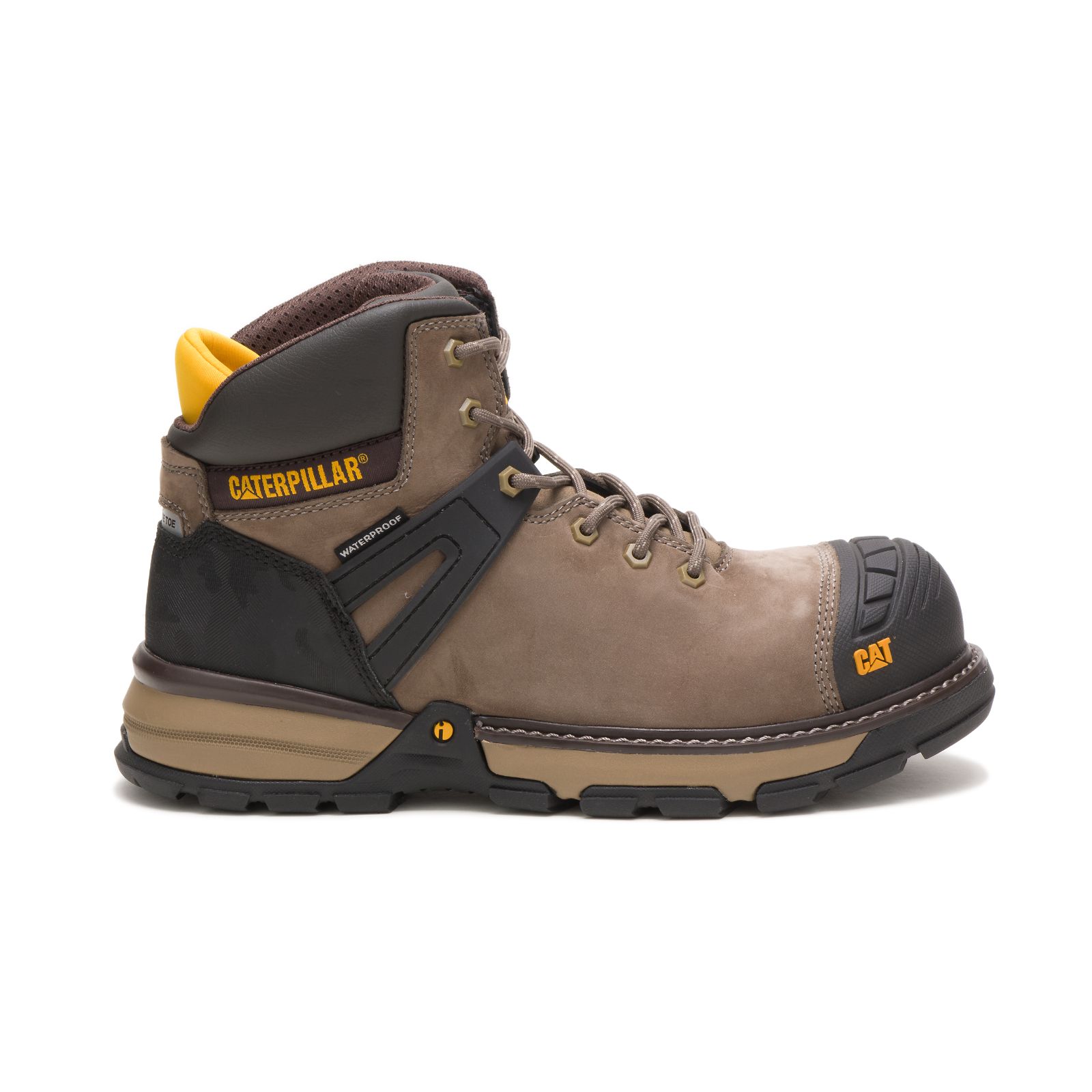 Brown/Black Caterpillar Excavator Superlite Waterproof Nano Toe Men's Work Boots | Cat-039481