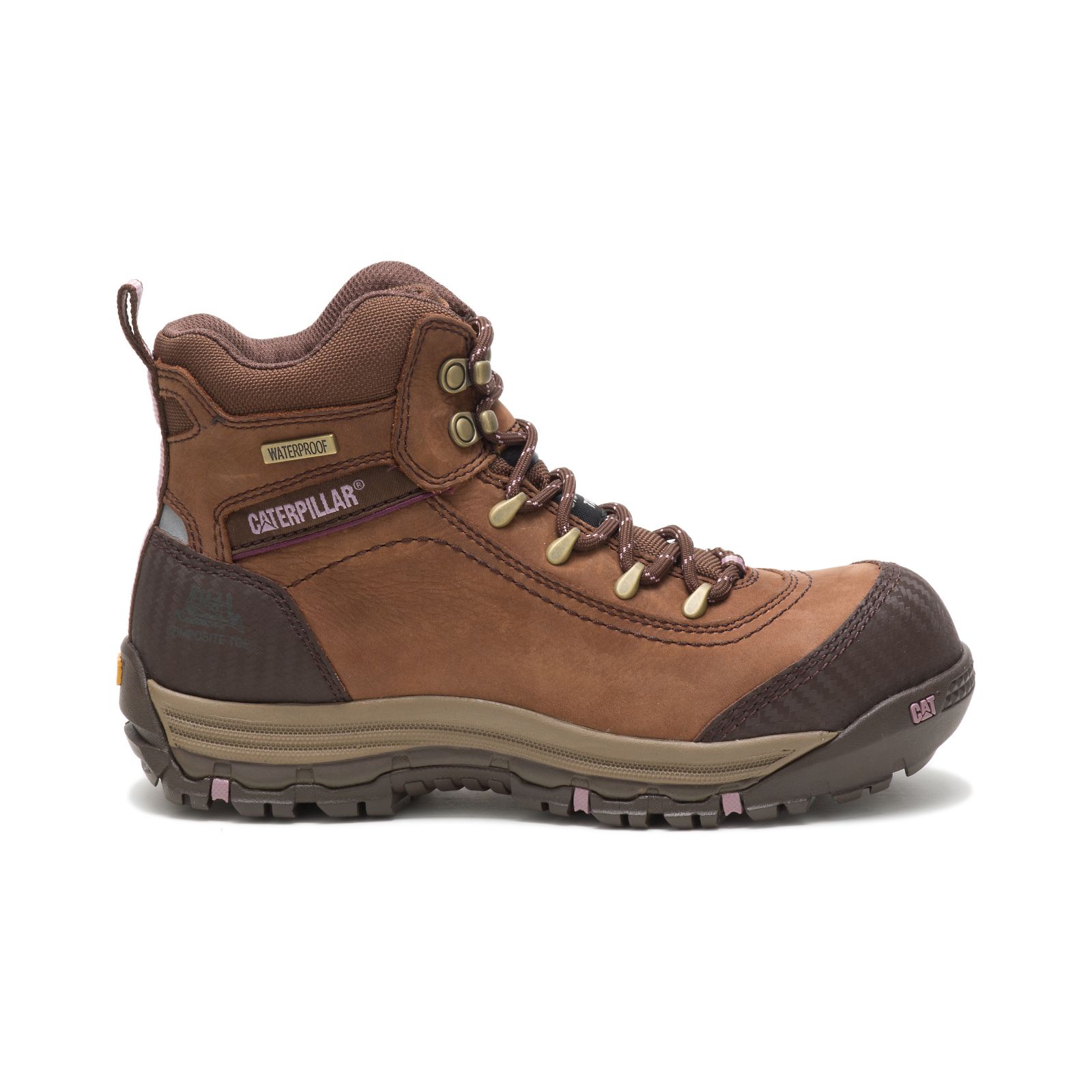 Brown Caterpillar Ally Waterproof Composite Toe Women's Work Boots | Cat-715498