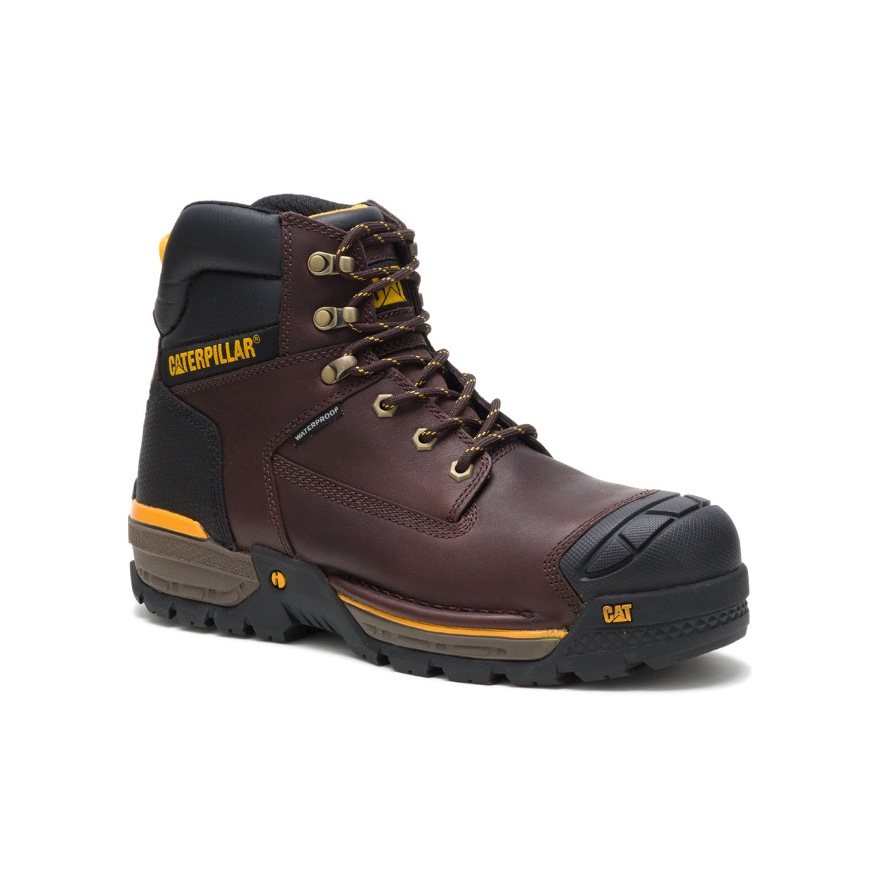 Brown Caterpillar Excavator Men's Safety Boots | Cat-697218
