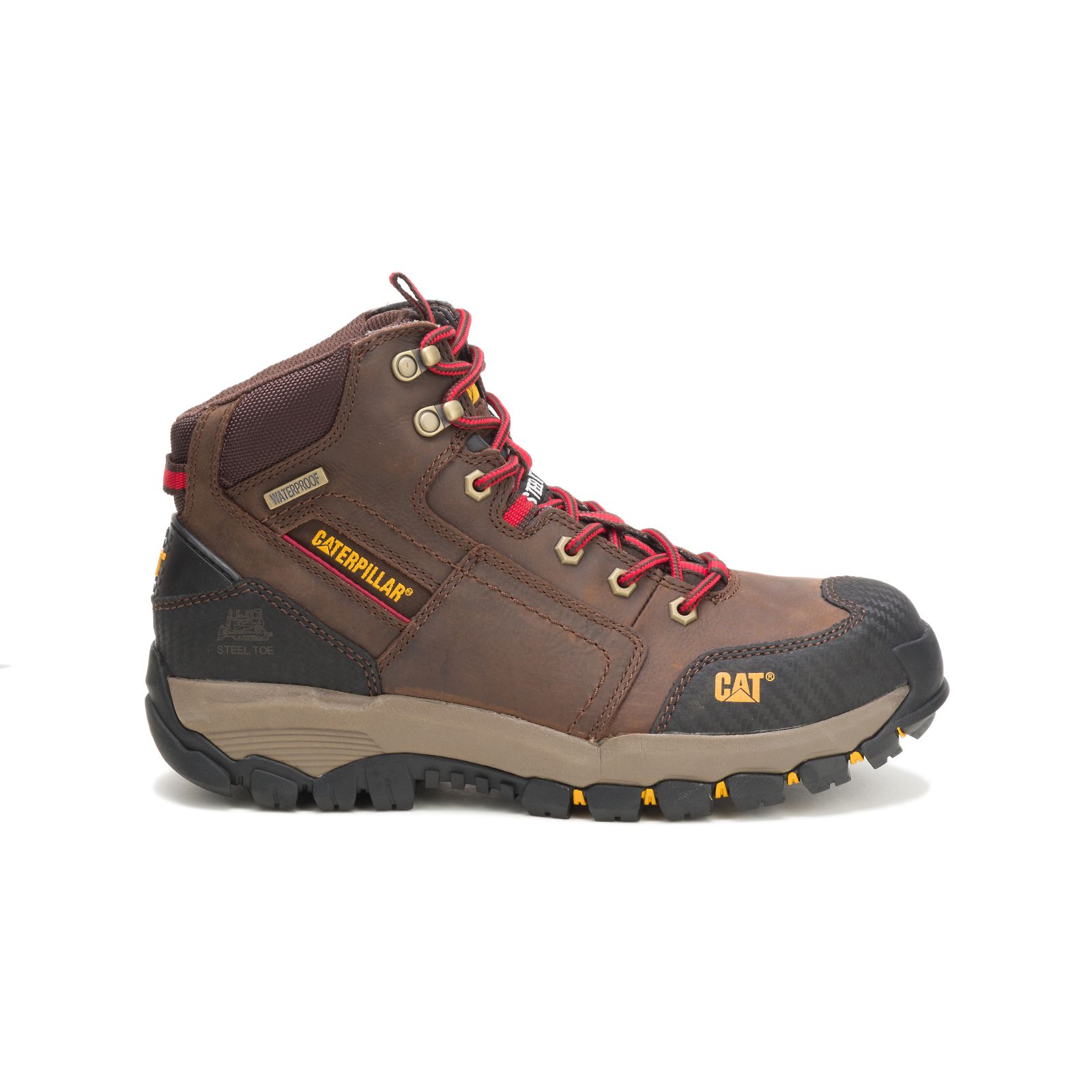 Brown Caterpillar Navigator Mid Waterproof Steel Toe Men's Work Boots | Cat-028913