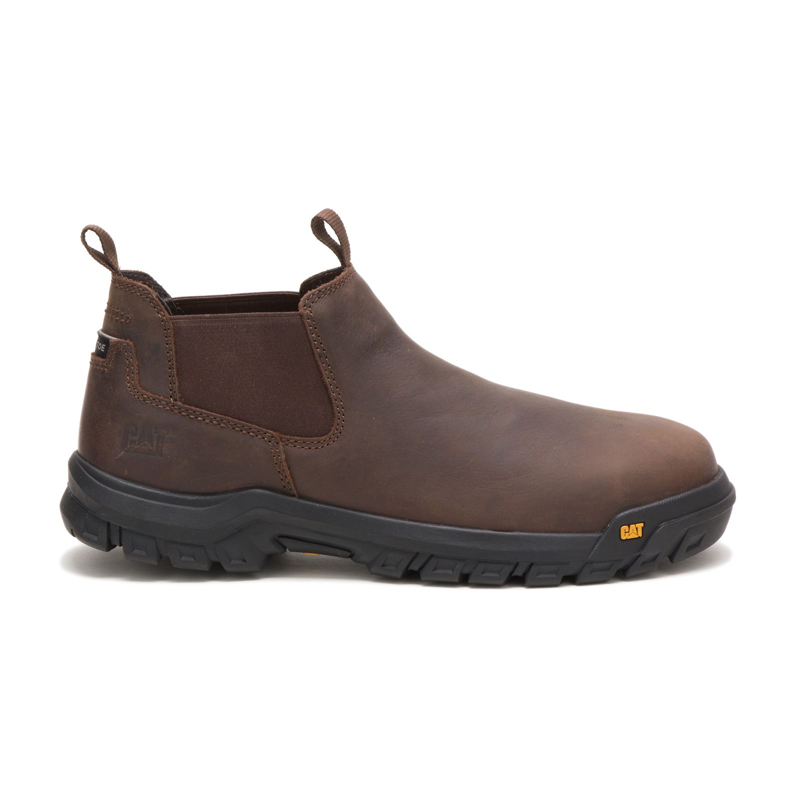 Brown Caterpillar Outline Slip-on Steel Toe Men's Work Boots | Cat-624915