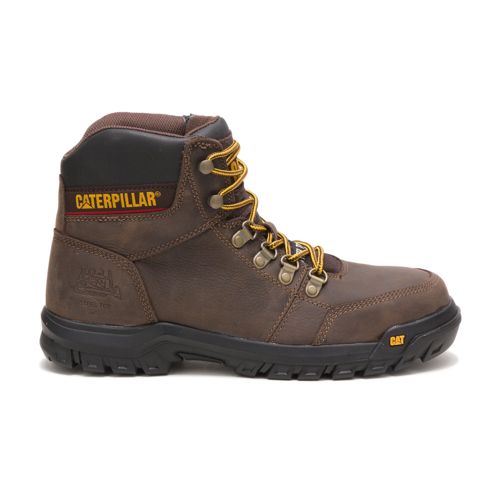 Brown Caterpillar Outline Steel Toe Men's Work Boots | Cat-378504