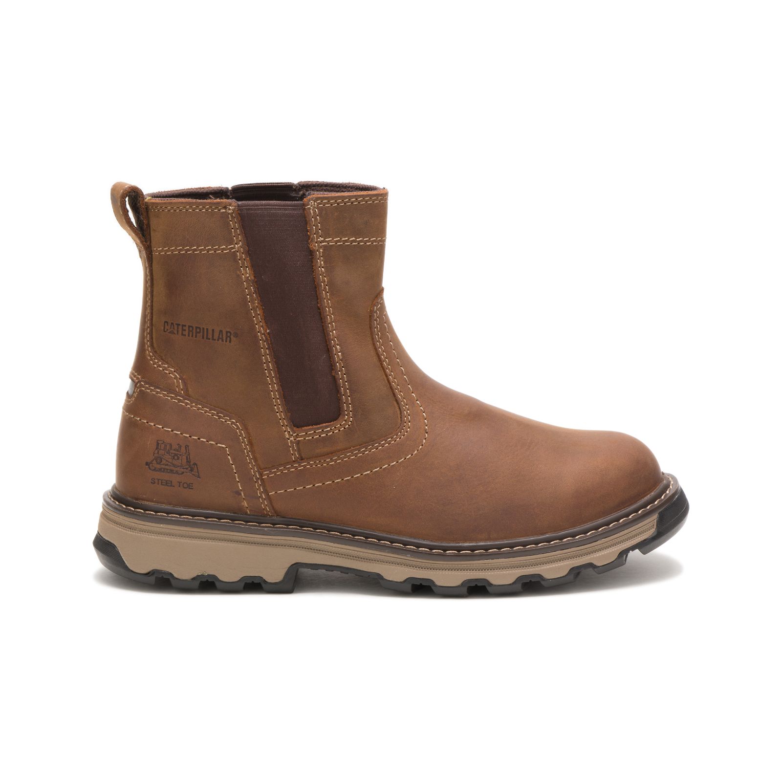 Brown Caterpillar Pelton Steel Toe Men's Work Boots | Cat-829760
