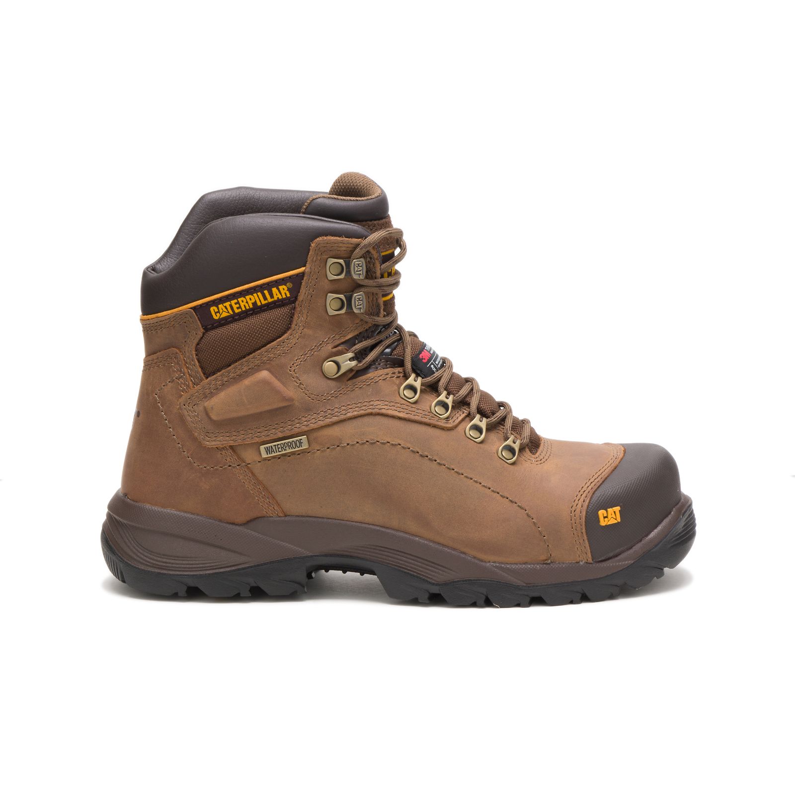 Dark Beige Caterpillar Diagnostic Hi Waterproof Thinsulate™ Steel Toe Men's Work Boots | Cat-491368