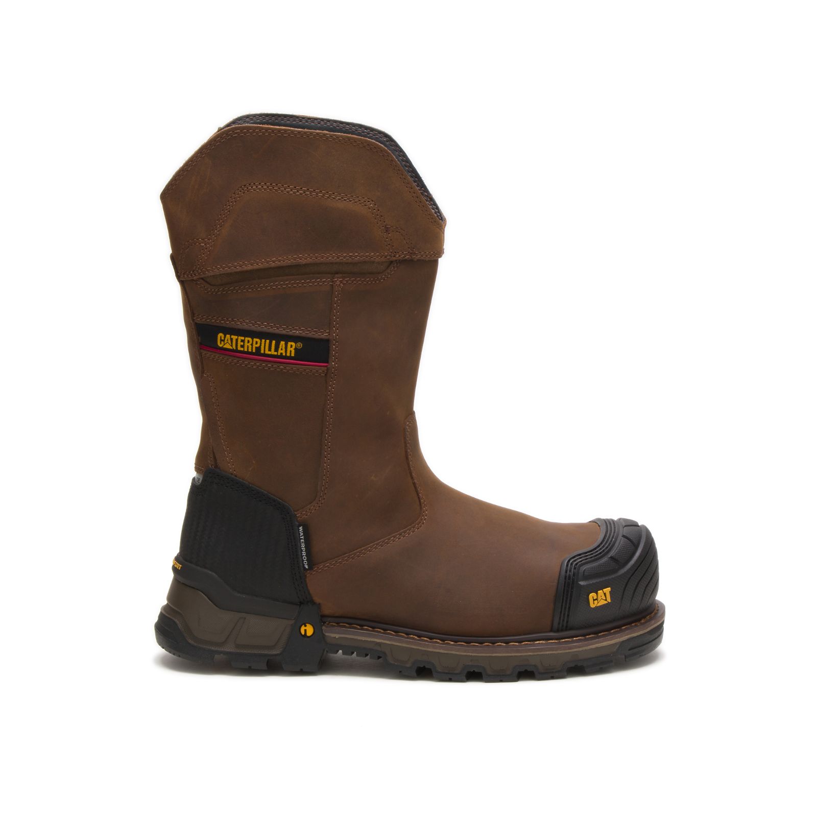 Dark Brown Caterpillar Excavator Xl Pull On Waterproof Composite Toe Men's Work Boots | Cat-075268