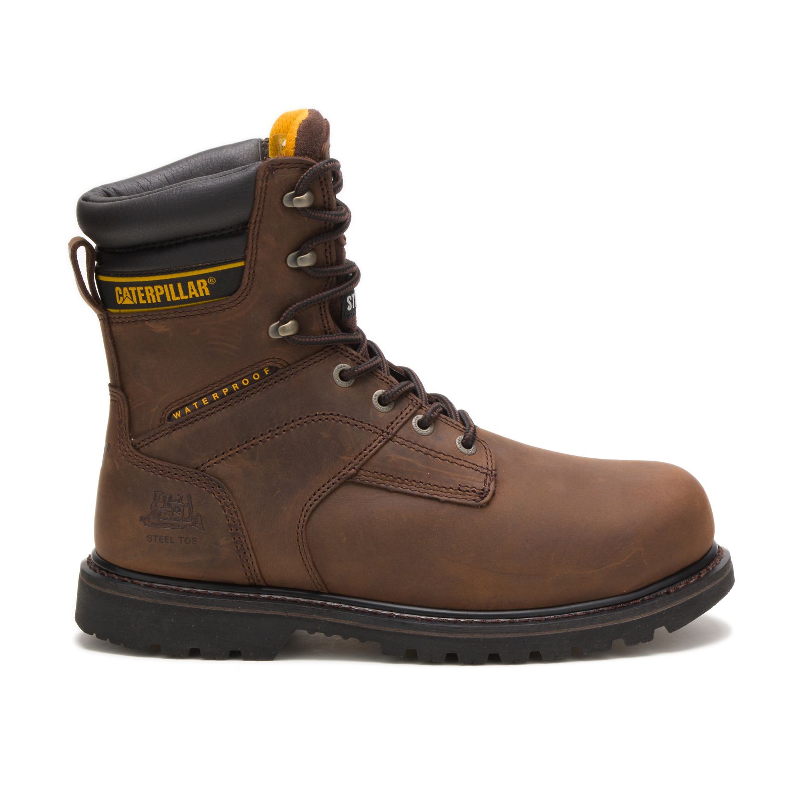 Dark Brown Caterpillar Salvo 8" Waterproof Steel Toe Thinsulate™ Men's Work Boots | Cat-745810
