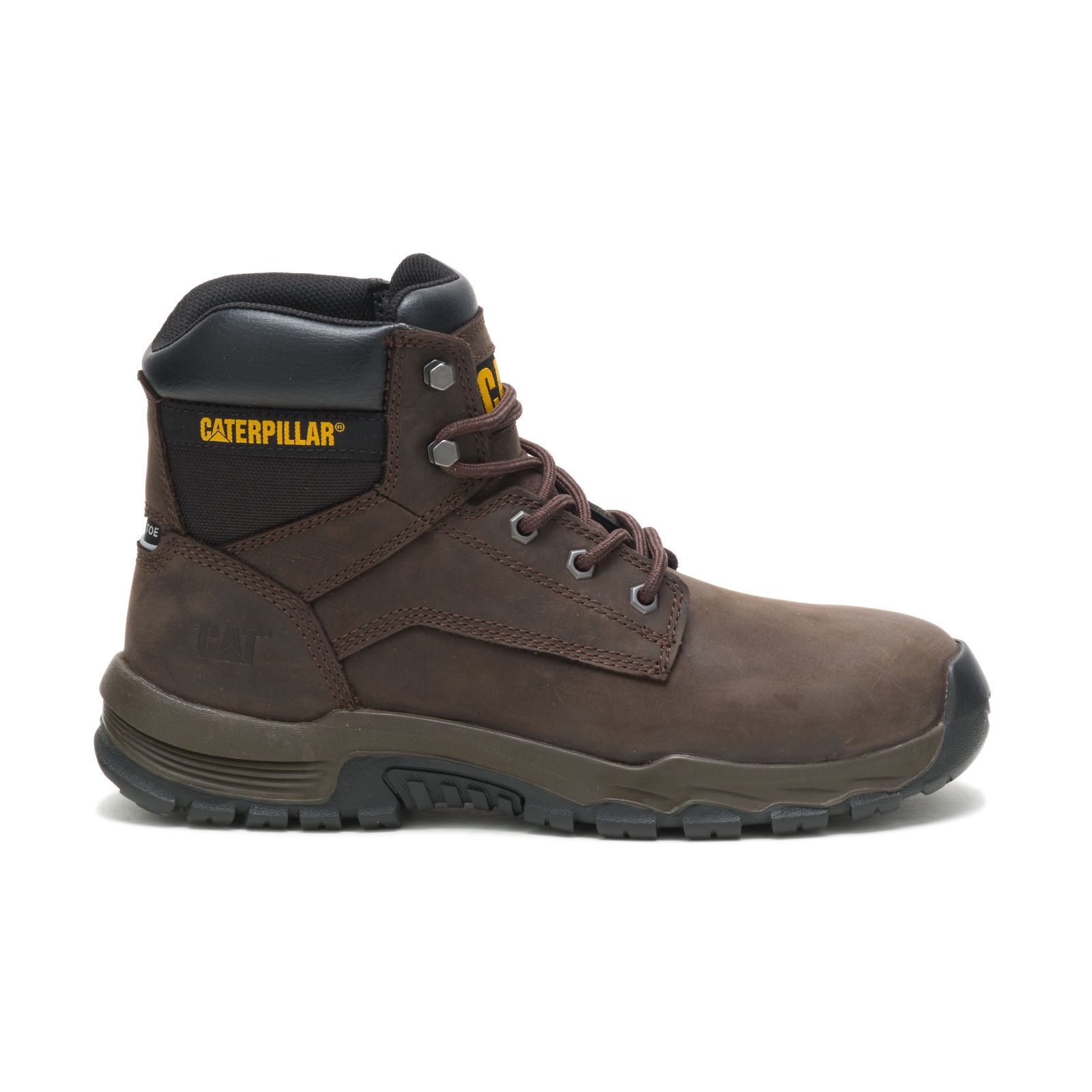 Dark Chocolate Caterpillar Upholder Waterproof Steel Toe Men's Work Boots | Cat-769248