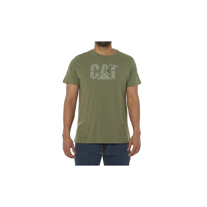 Green Caterpillar Earth Cat Fill Men's T-Shirts | Cat-097432