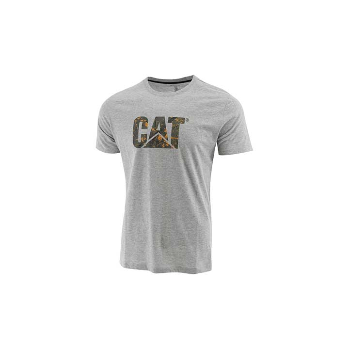 Grey Camo Caterpillar Slim Fit Logo Men's T-Shirts | Cat-698317