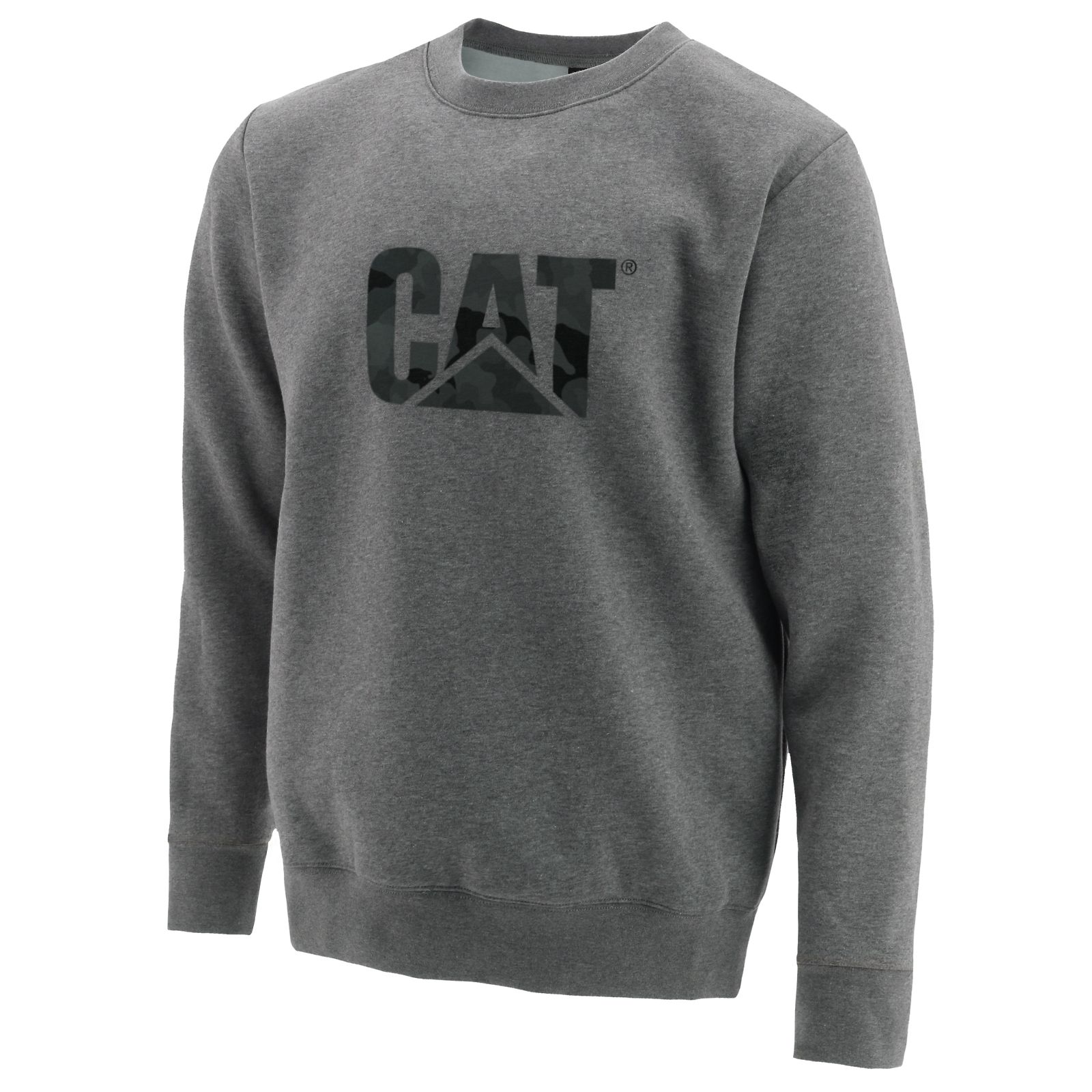 Grey Caterpillar Trademark Logo Crewneck Men's Sweatshirts | Cat-028546