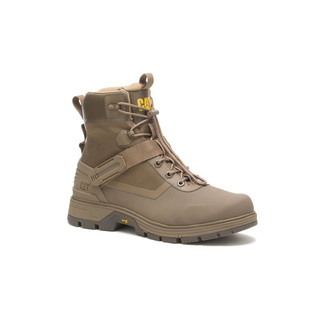 Khaki Caterpillar Leverage Buckle Men's Hiking Boots | Cat-735281