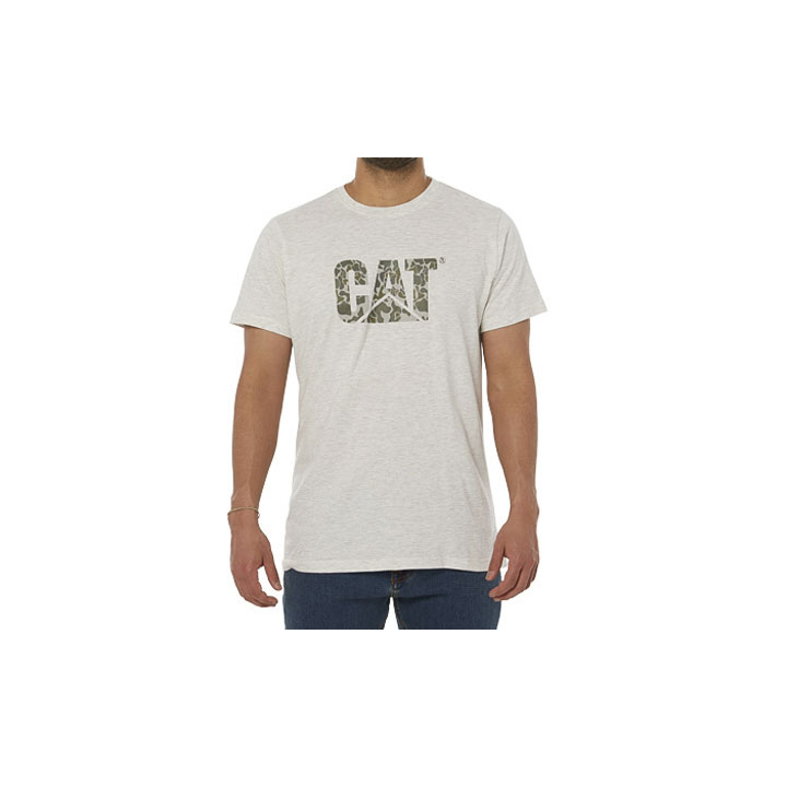 Light Grey Camo Caterpillar Original Logo Men's T-Shirts | Cat-407563