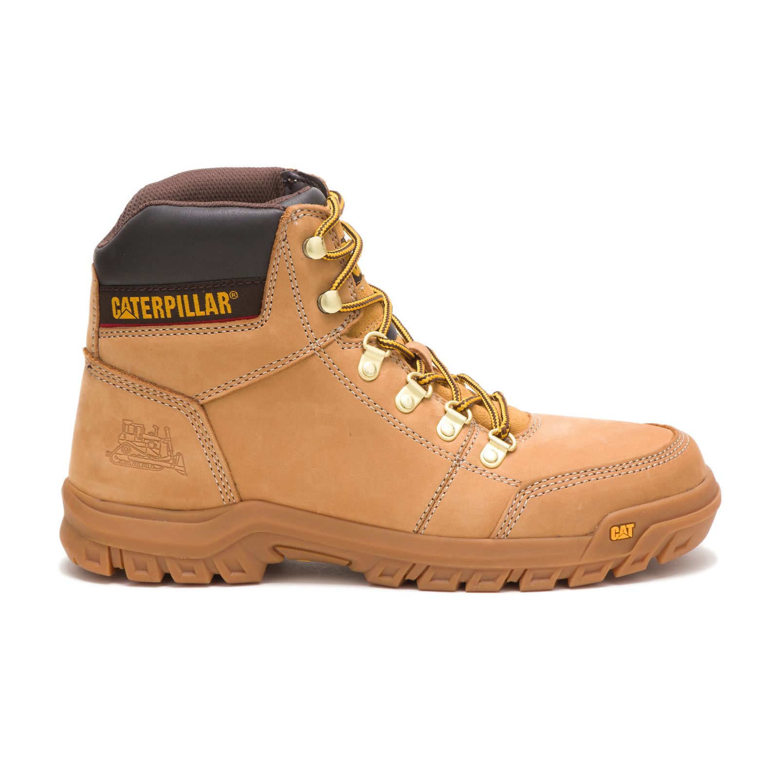 Orange Caterpillar Outline Men's Work Boots | Cat-120695