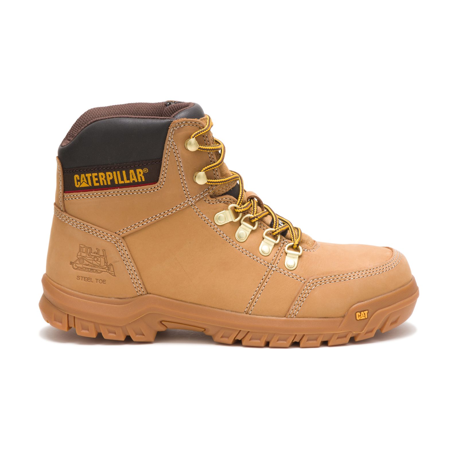 Orange Caterpillar Outline Steel Toe Men's Work Boots | Cat-074635