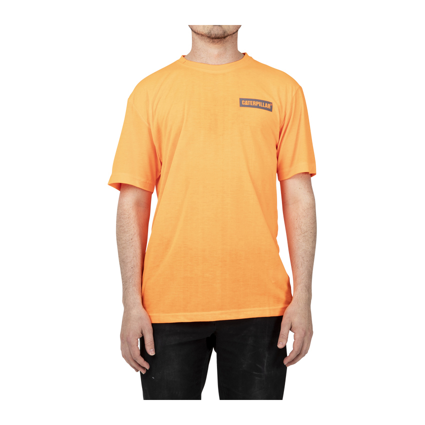 Orange Caterpillar Triton Block S/S Men's T-Shirts | Cat-879601
