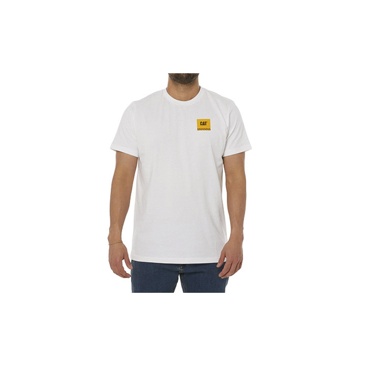 White Caterpillar Work Restricted Men's T-Shirts | Cat-458697