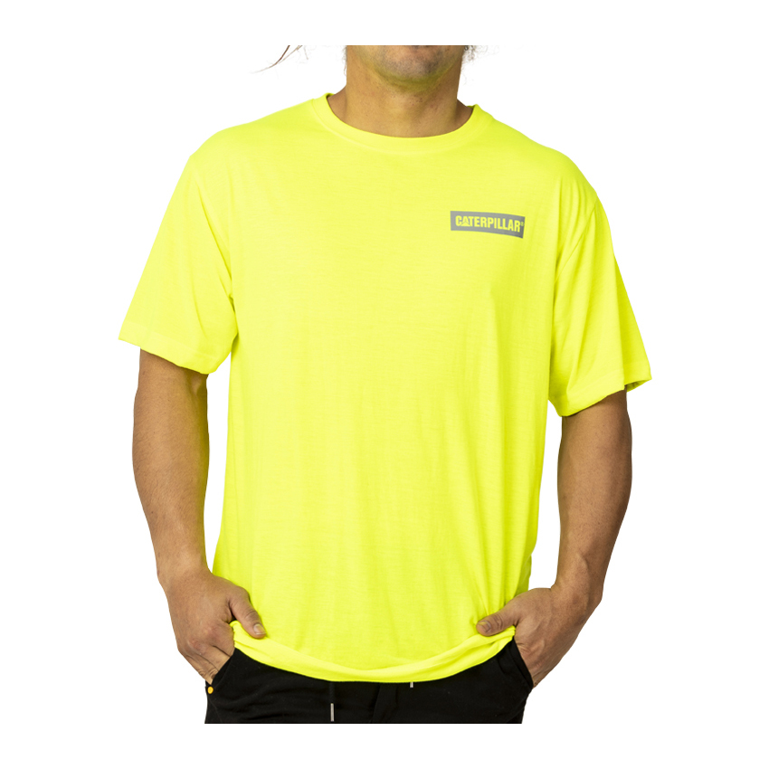 Yellow Caterpillar Triton Block S/S Men's T-Shirts | Cat-253409